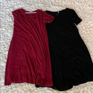 Red and black t-shirt dresses